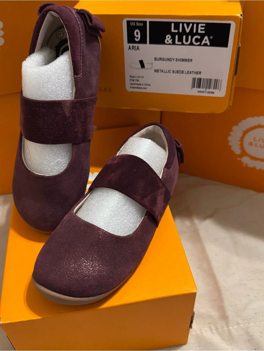 Livie & Luca Aria Ballet Flats -Burgandy Shimmer (Size 9) EUC With Box